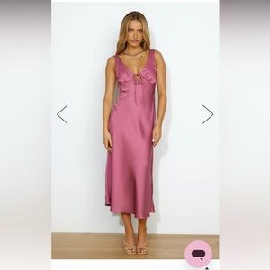 Pink silk Midi Dress - Hello Molly Love To Amaze Midi Dress Pink